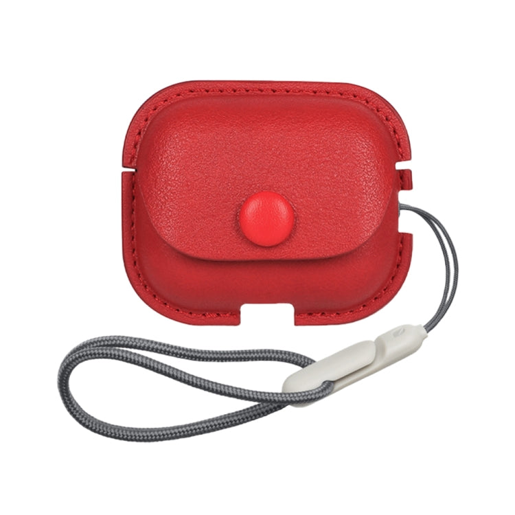 For AirPods Pro 2 Litchi Texture PU Leather Earphone Protective Case with Lanyard