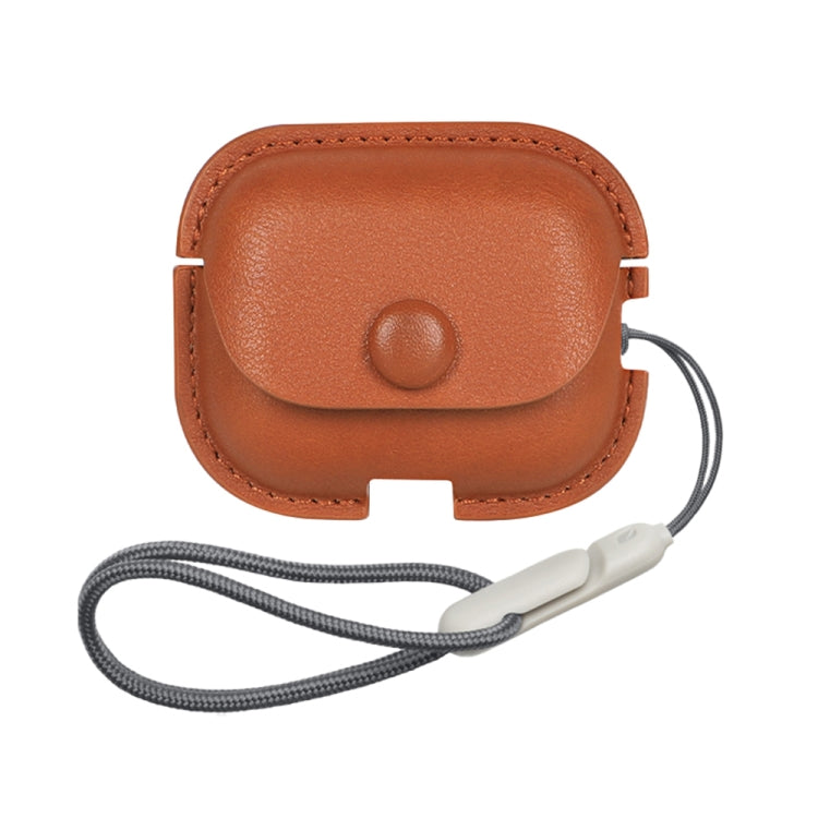 For AirPods Pro 2 Litchi Texture PU Leather Earphone Protective Case with Lanyard