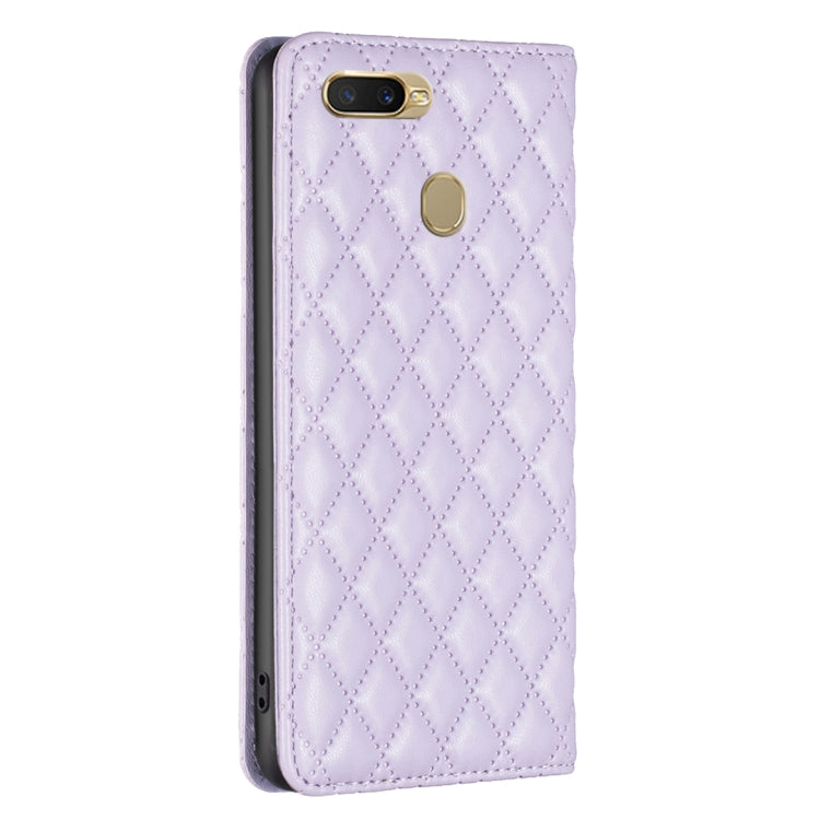 For OPPO A7 Diamond Lattice Magnetic Leather Flip Phone Case