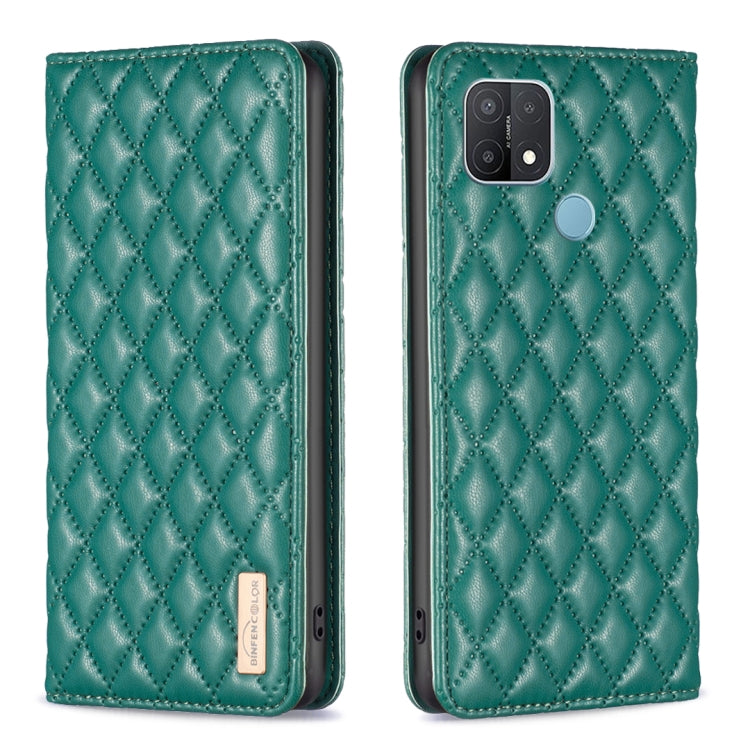 For OPPO A15 Diamond Lattice Magnetic Leather Flip Phone Case