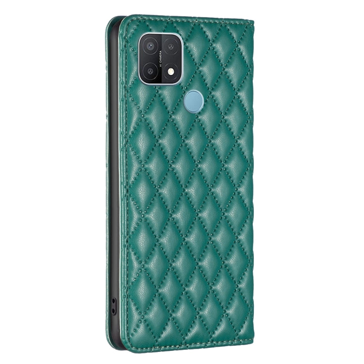 For OPPO A15 Diamond Lattice Magnetic Leather Flip Phone Case