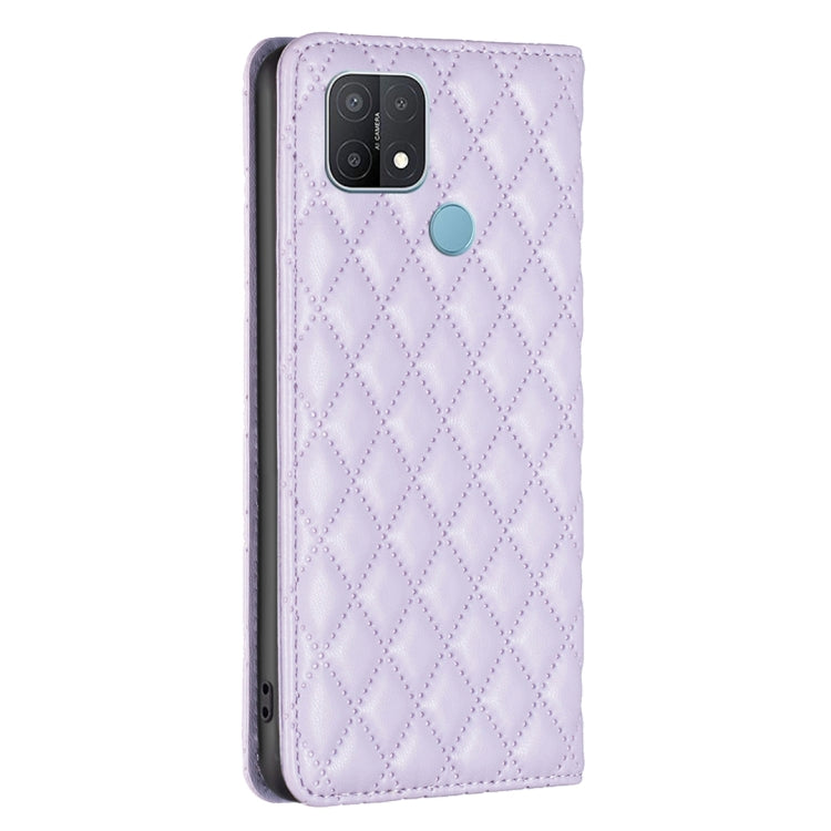 For OPPO A15 Diamond Lattice Magnetic Leather Flip Phone Case
