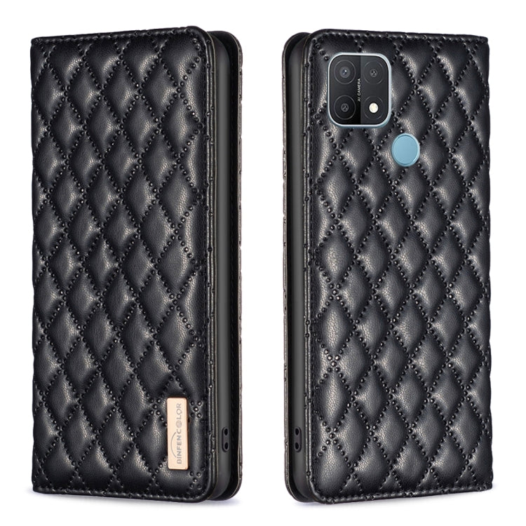 For OPPO A15 Diamond Lattice Magnetic Leather Flip Phone Case