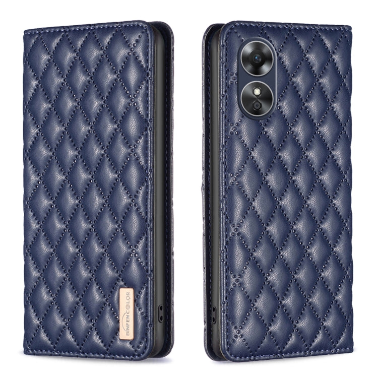 For OPPO A17 Diamond Lattice Magnetic Leather Flip Phone Case