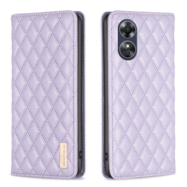 For OPPO A17 Diamond Lattice Magnetic Leather Flip Phone Case