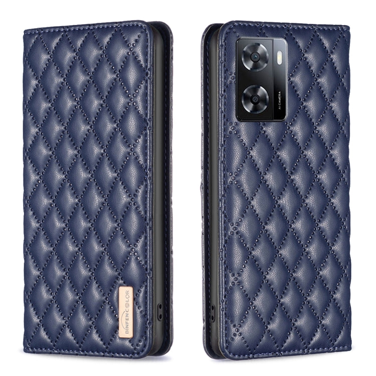 For OPPO A57 4G Diamond Lattice Magnetic Leather Flip Phone Case