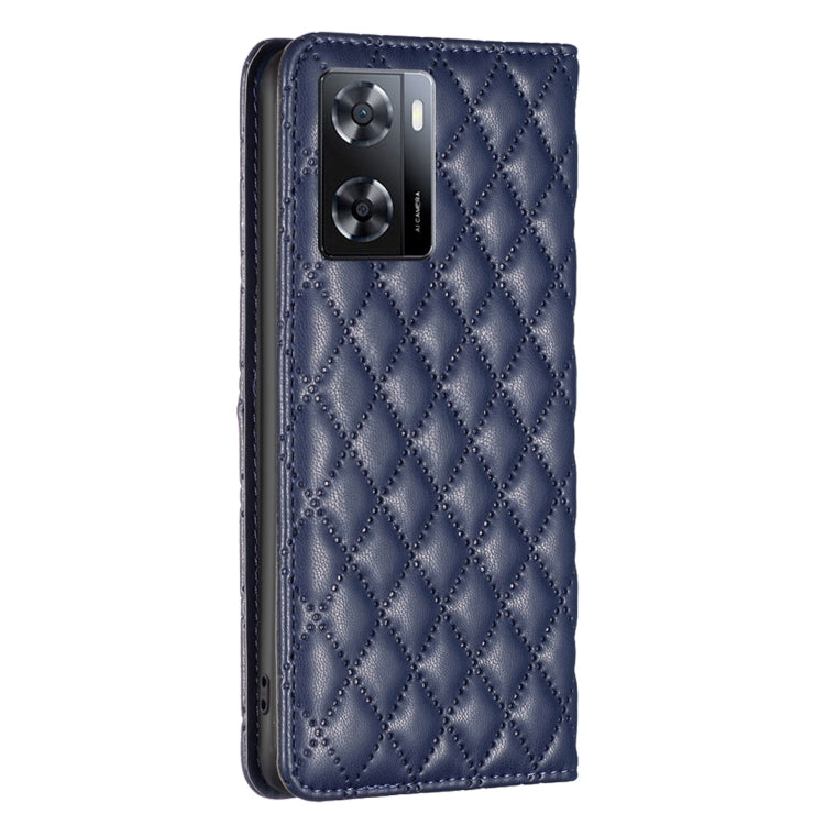For OPPO A57 4G Diamond Lattice Magnetic Leather Flip Phone Case