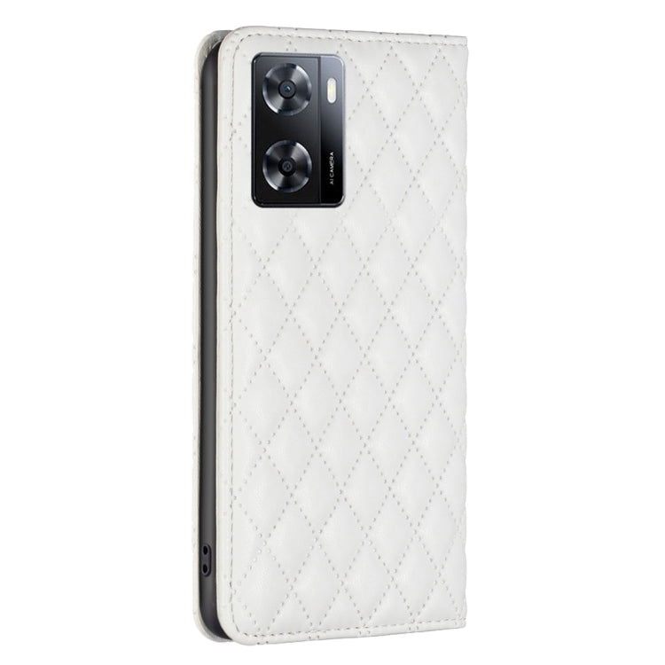 For OPPO A57 4G Diamond Lattice Magnetic Leather Flip Phone Case