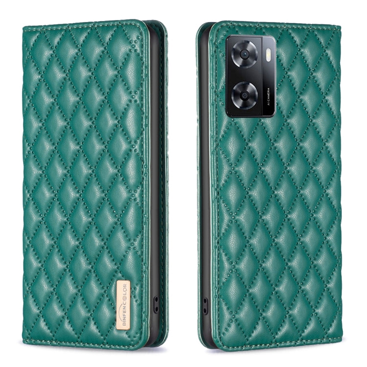 For OPPO A57 4G Diamond Lattice Magnetic Leather Flip Phone Case