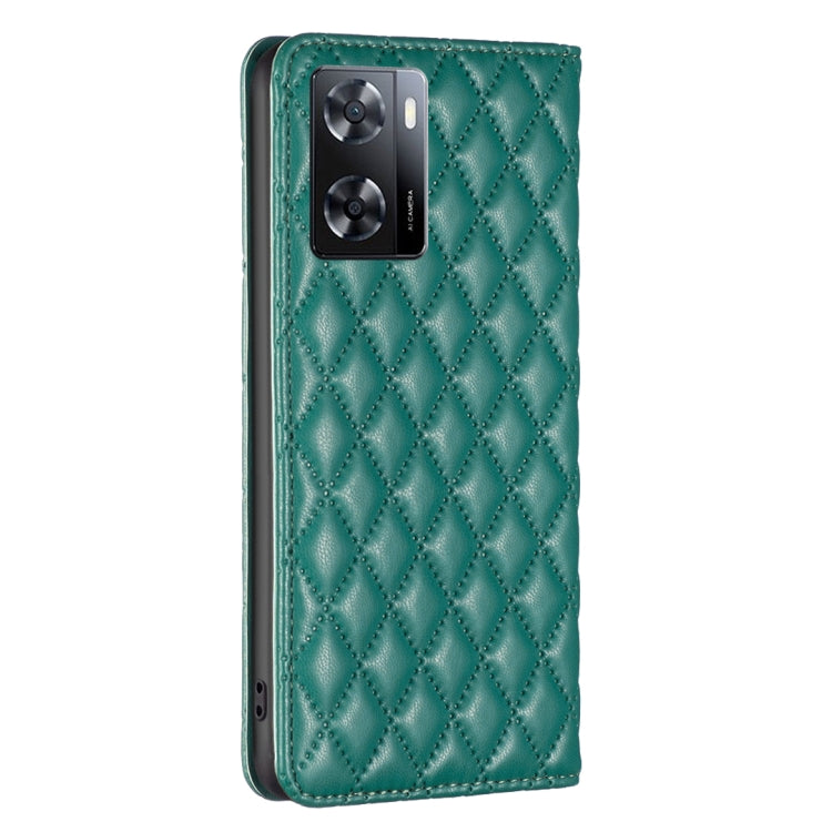 For OPPO A57 4G Diamond Lattice Magnetic Leather Flip Phone Case