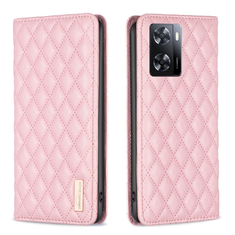 For OPPO A57 4G Diamond Lattice Magnetic Leather Flip Phone Case