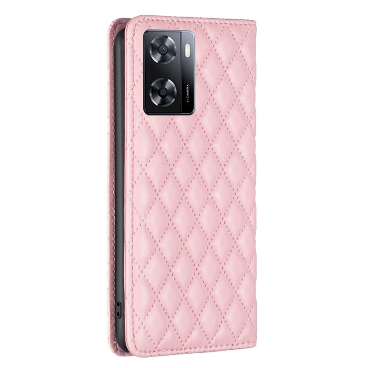 For OPPO A57 4G Diamond Lattice Magnetic Leather Flip Phone Case