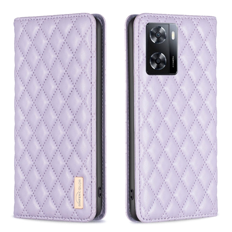 For OPPO A57 4G Diamond Lattice Magnetic Leather Flip Phone Case