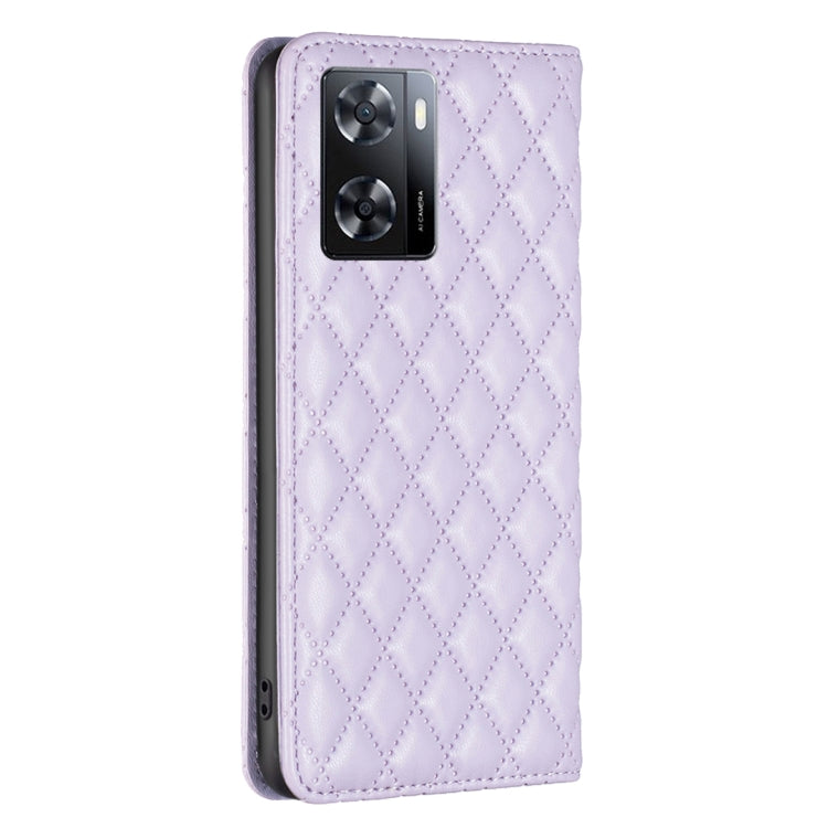 For OPPO A57 4G Diamond Lattice Magnetic Leather Flip Phone Case