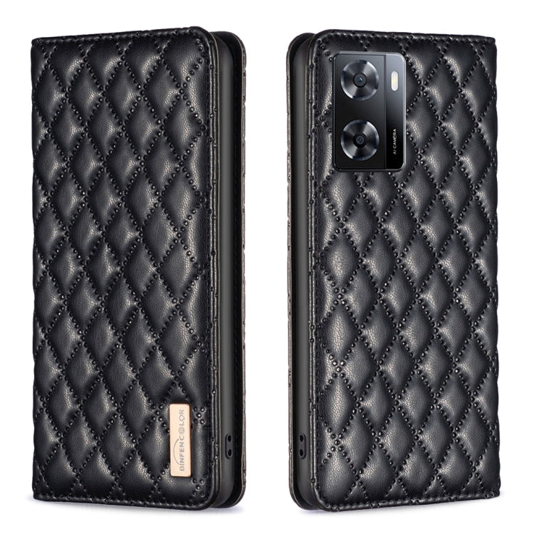 For OPPO A57 4G Diamond Lattice Magnetic Leather Flip Phone Case