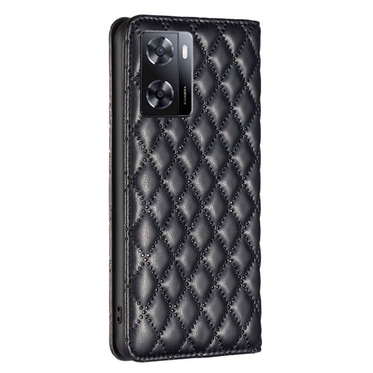 For OPPO A57 4G Diamond Lattice Magnetic Leather Flip Phone Case