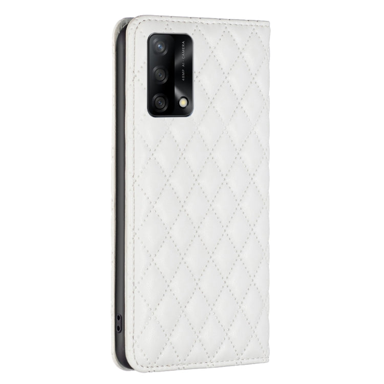 For OPPO A74 4G / F19 4G Diamond Lattice Magnetic Leather Flip Phone Case