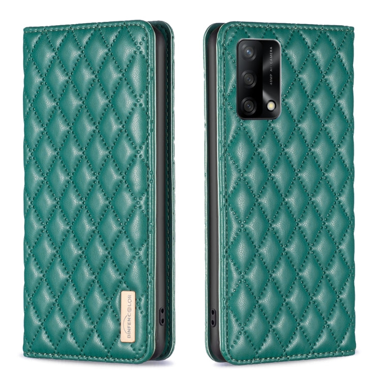 For OPPO A74 4G / F19 4G Diamond Lattice Magnetic Leather Flip Phone Case