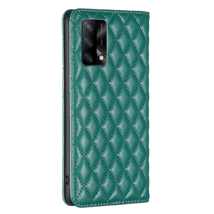 For OPPO A74 4G / F19 4G Diamond Lattice Magnetic Leather Flip Phone Case