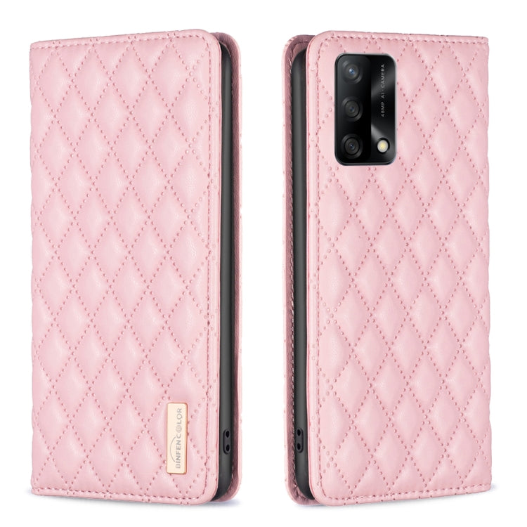 For OPPO A74 4G / F19 4G Diamond Lattice Magnetic Leather Flip Phone Case