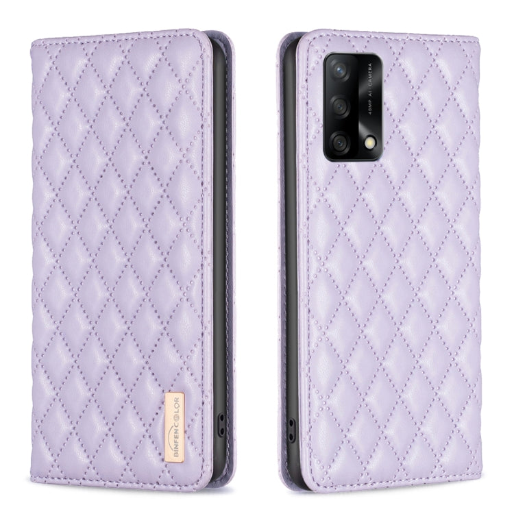 For OPPO A74 4G / F19 4G Diamond Lattice Magnetic Leather Flip Phone Case