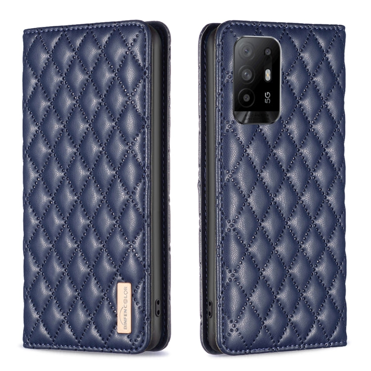For OPPO A94 5G / F19 Pro+ Diamond Lattice Magnetic Leather Flip Phone Case