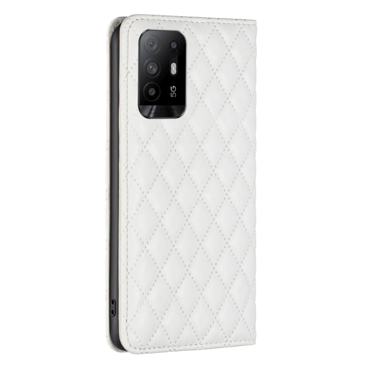 For OPPO A94 5G / F19 Pro+ Diamond Lattice Magnetic Leather Flip Phone Case