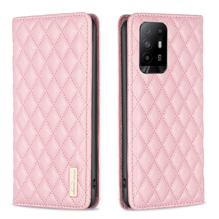 For OPPO A94 5G / F19 Pro+ Diamond Lattice Magnetic Leather Flip Phone Case
