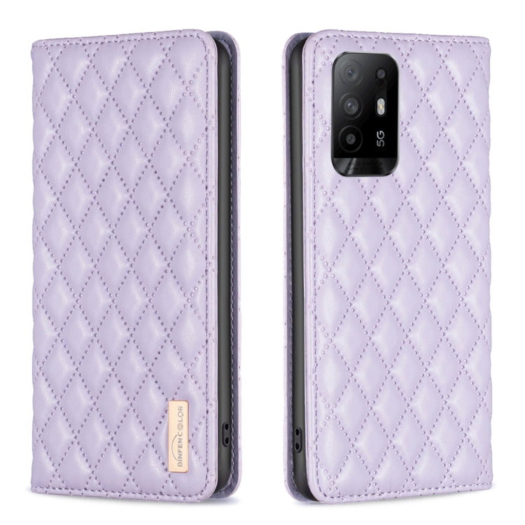 For OPPO A94 5G / F19 Pro+ Diamond Lattice Magnetic Leather Flip Phone Case