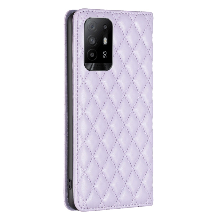For OPPO A94 5G / F19 Pro+ Diamond Lattice Magnetic Leather Flip Phone Case