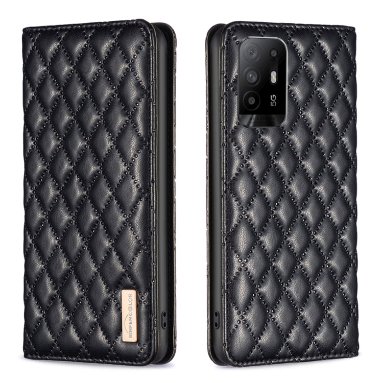 For OPPO A94 5G / F19 Pro+ Diamond Lattice Magnetic Leather Flip Phone Case