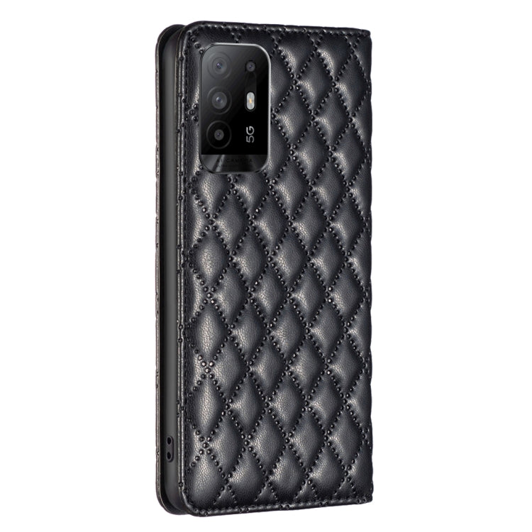 For OPPO A94 5G / F19 Pro+ Diamond Lattice Magnetic Leather Flip Phone Case