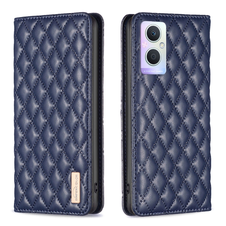 For OPPO A96 5G / Reno7 Z Diamond Lattice Magnetic Leather Flip Phone Case