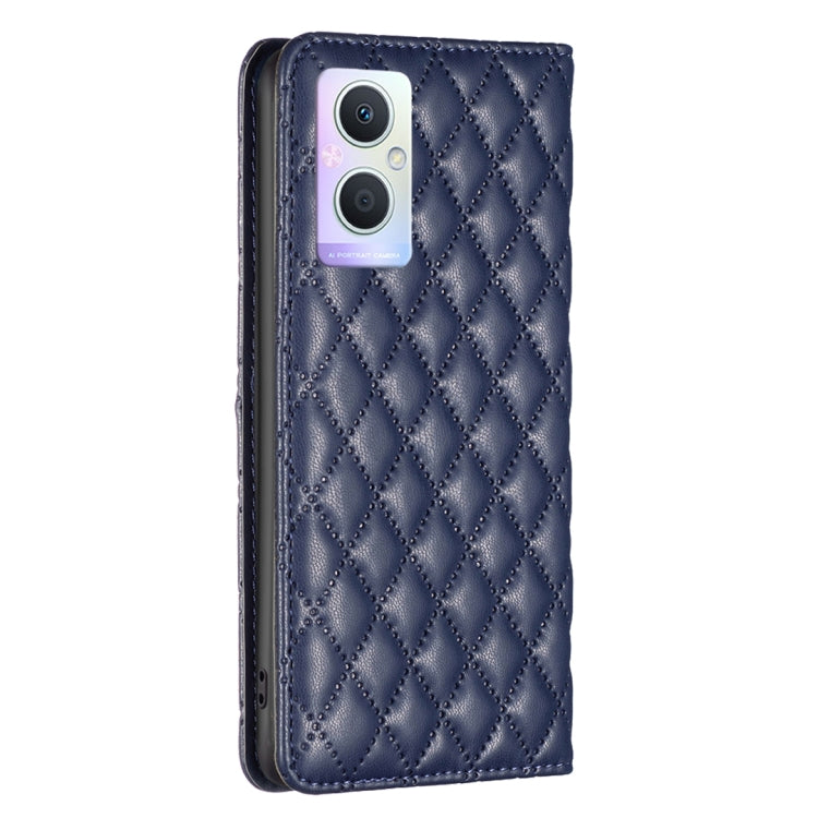 For OPPO A96 5G / Reno7 Z Diamond Lattice Magnetic Leather Flip Phone Case