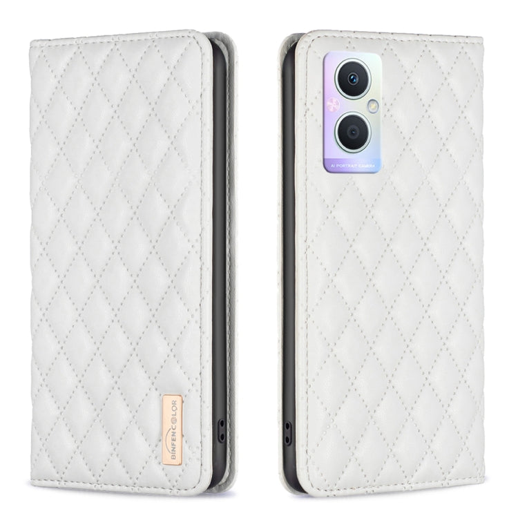 For OPPO A96 5G / Reno7 Z Diamond Lattice Magnetic Leather Flip Phone Case