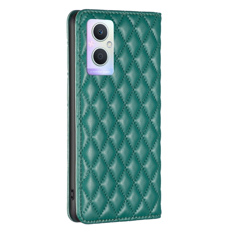 For OPPO A96 5G / Reno7 Z Diamond Lattice Magnetic Leather Flip Phone Case