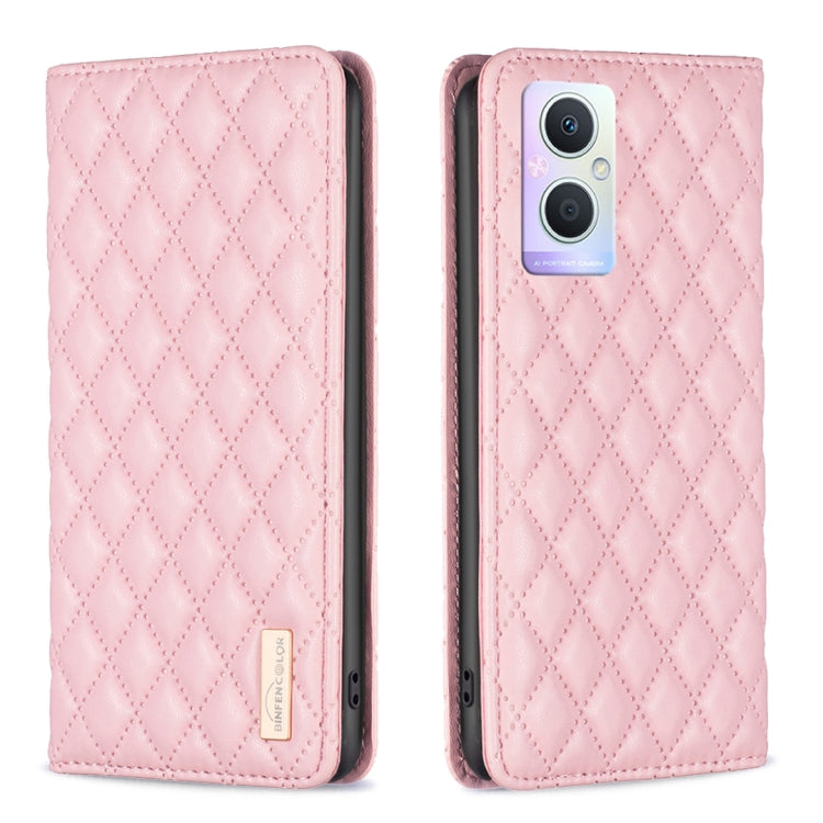 For OPPO A96 5G / Reno7 Z Diamond Lattice Magnetic Leather Flip Phone Case