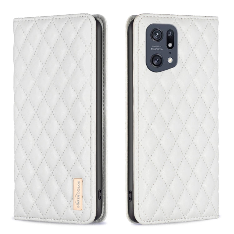 For OPPO Find X5 Pro Diamond Lattice Magnetic Leather Flip Phone Case