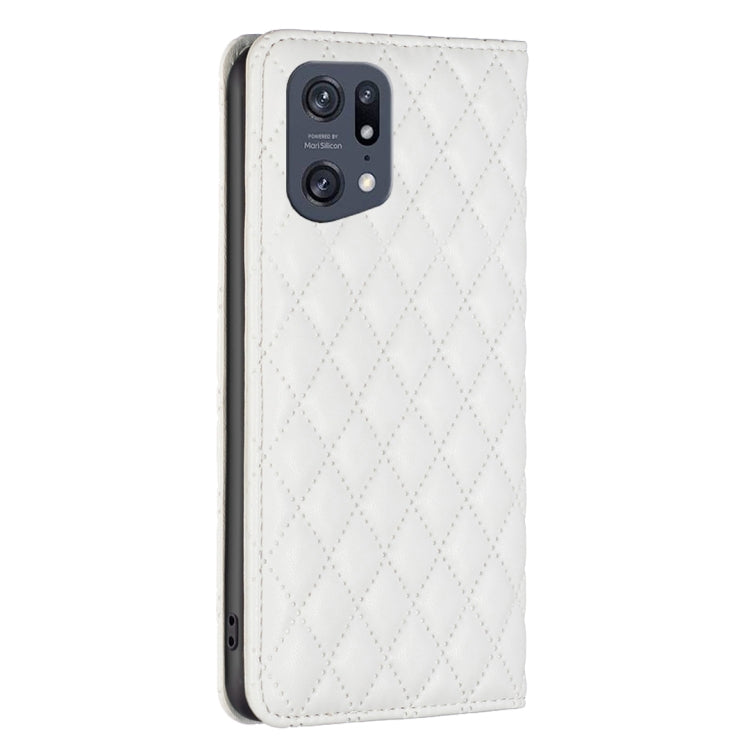 For OPPO Find X5 Pro Diamond Lattice Magnetic Leather Flip Phone Case