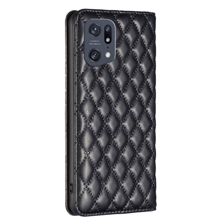 For OPPO Find X5 Pro Diamond Lattice Magnetic Leather Flip Phone Case