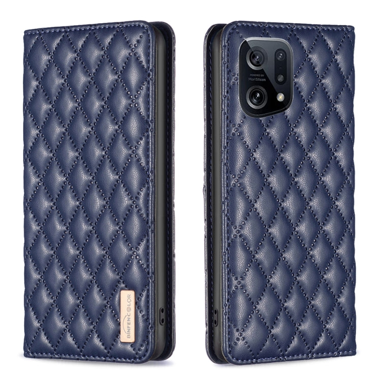 For OPPO Find X5 Diamond Lattice Magnetic Leather Flip Phone Case