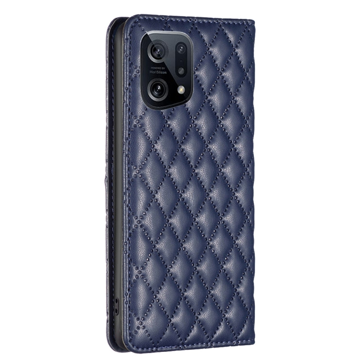 For OPPO Find X5 Diamond Lattice Magnetic Leather Flip Phone Case