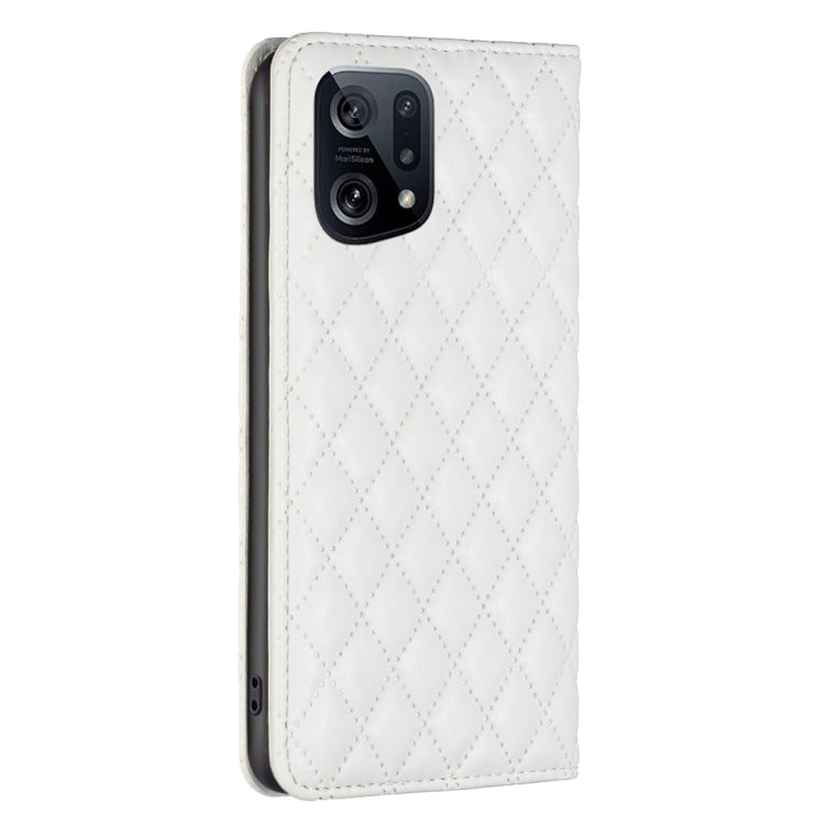 For OPPO Find X5 Diamond Lattice Magnetic Leather Flip Phone Case
