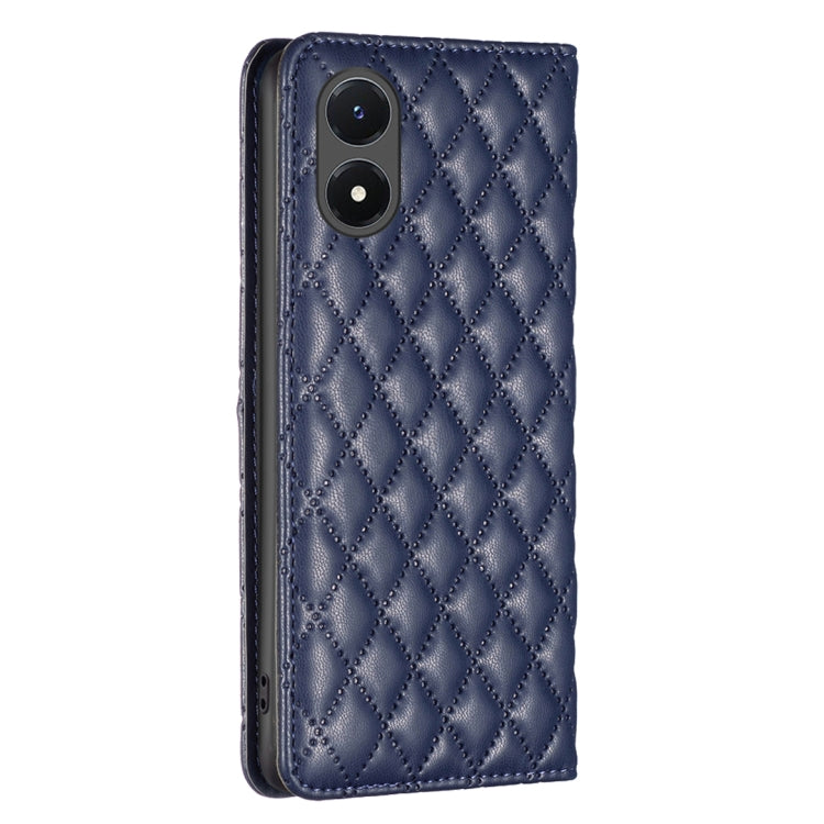 For vivo Y02s Diamond Lattice Magnetic Leather Flip Phone Case