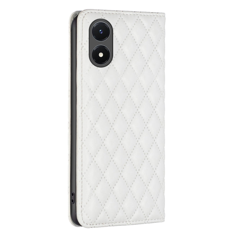 For vivo Y02s Diamond Lattice Magnetic Leather Flip Phone Case
