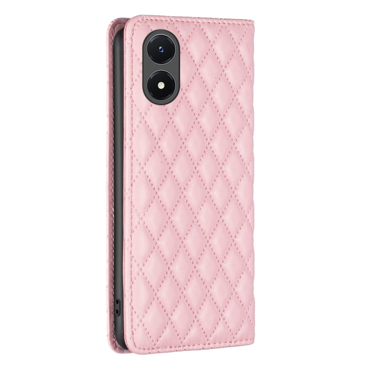 For vivo Y02s Diamond Lattice Magnetic Leather Flip Phone Case