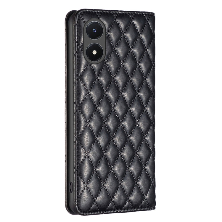 For vivo Y02s Diamond Lattice Magnetic Leather Flip Phone Case