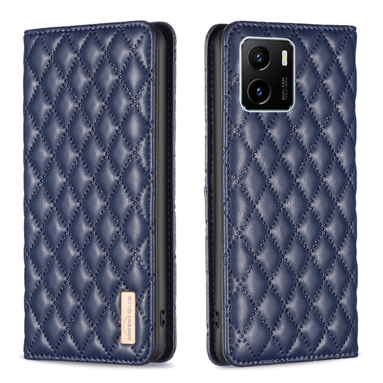 For vivo Y15s Diamond Lattice Magnetic Leather Flip Phone Case