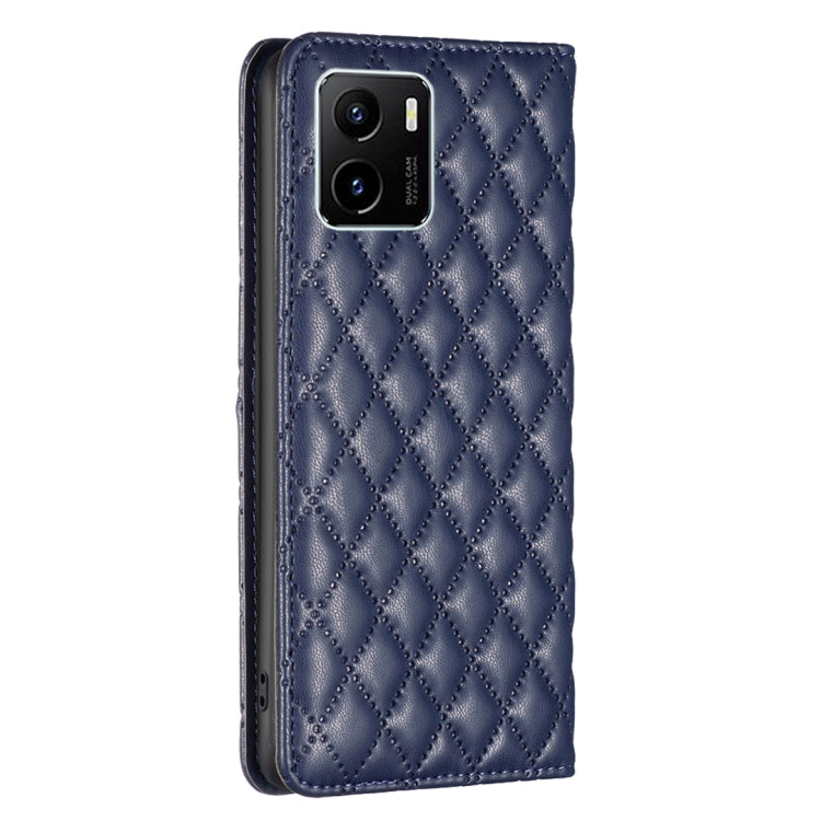 For vivo Y15s Diamond Lattice Magnetic Leather Flip Phone Case