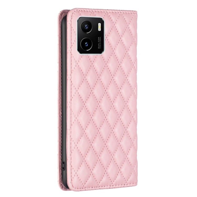 For vivo Y15s Diamond Lattice Magnetic Leather Flip Phone Case